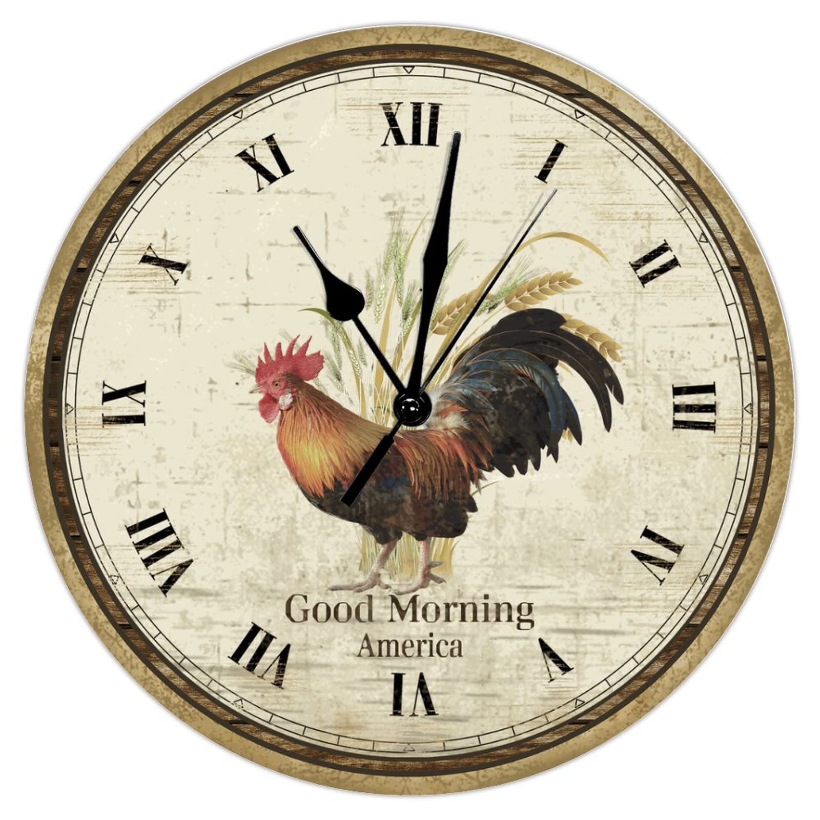 Horloge murale en bois style campagnard toscane pendule cuisine 38 cm
