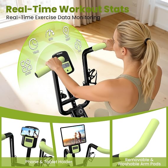 Foldable Exercise Bike, 8-Level Magnetic Stationary Bike for Home Gym