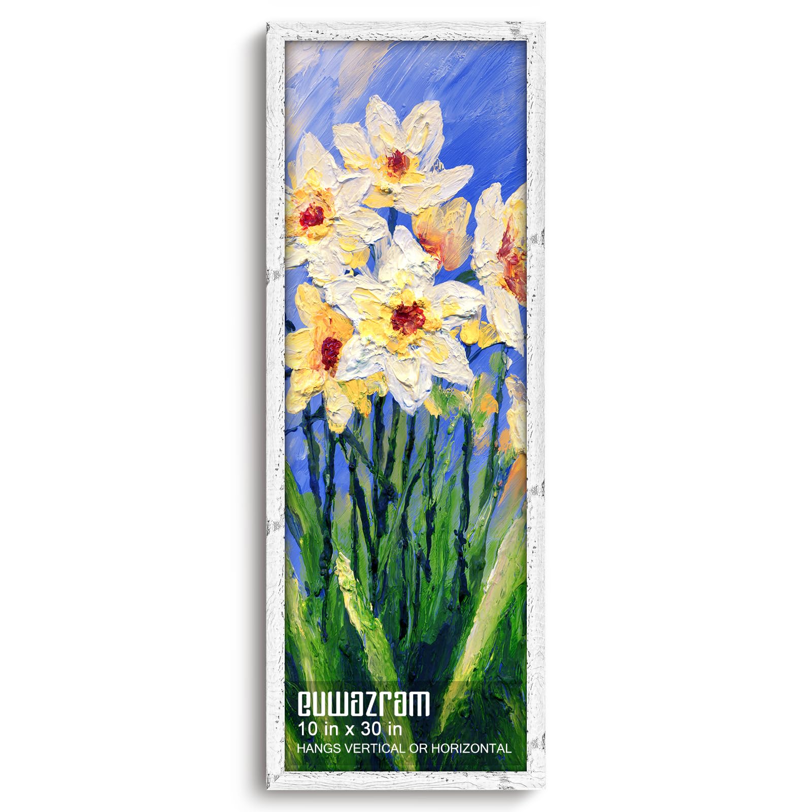 euwazram 10x30 Frame - Single Frame, Rustic White 10x30 Picture Frame, 10 x 30 Frame for Artwork, Puzzles, Photos and Movie Posters
