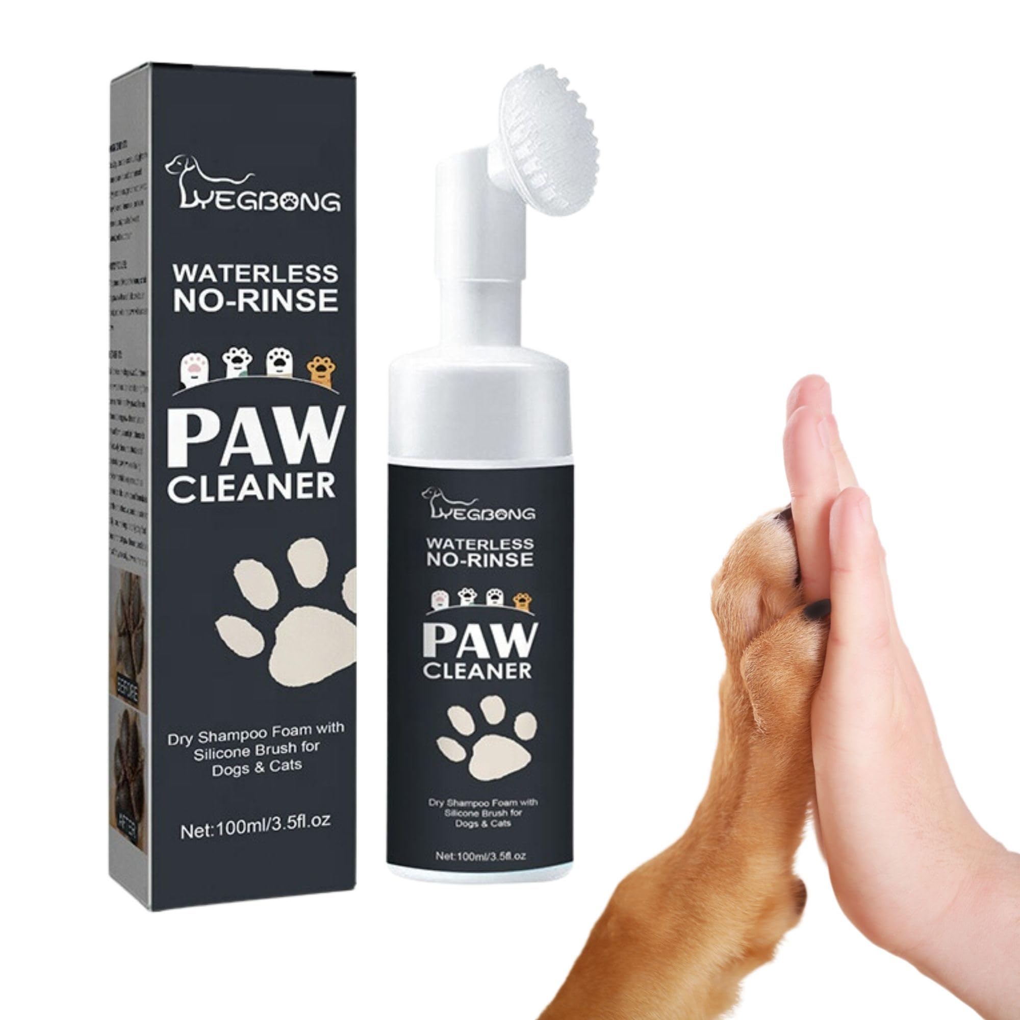 Easytech Limpiador Patas Perro, Almohadillas Perro, Cepillo con Espuma de Lavado en Seco, no Necesita Agua ni Enjuague, Elimina Suciedad y Bacterias, Ecológico, Limpia Patas Perro