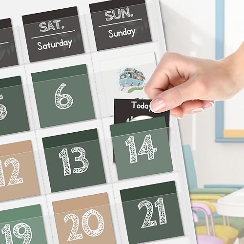 Vista 24 de Eamay - Calendario mensual de bolsillo para niños, con 71 tarjetas de aprendizaje para el hogar, para el aula, color azul