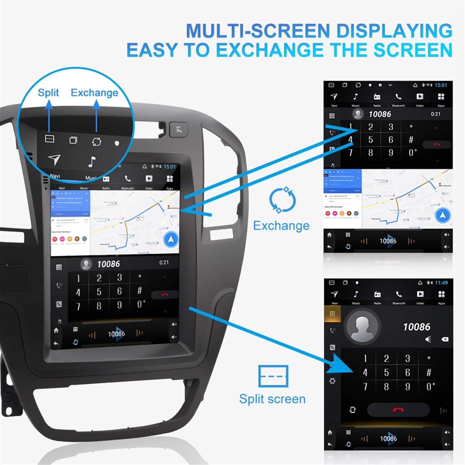 Brązowy pionowy Android Radio samochodowe Insignia Regal 2009 2010 2011 2012 2013 GPS multimedia RAM 4G