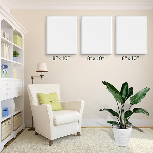 Miniatura 6 de ESRICH Paquete de 40 lienzos estirados para pintar de 8 x 10 pulgadas, lienzos blancos en blanco para pintar, algodón imprimado, lienzos de arte