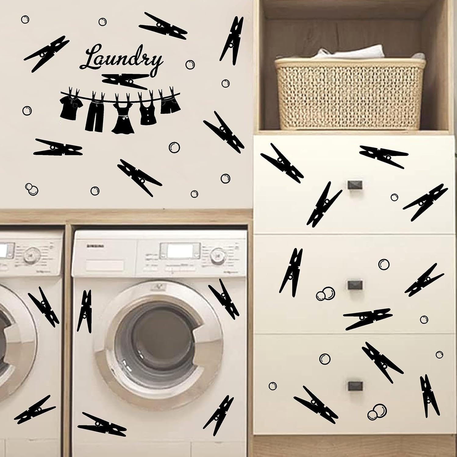 Laundry Wall Decals Laundry Room Decor Clothes Pin Wall