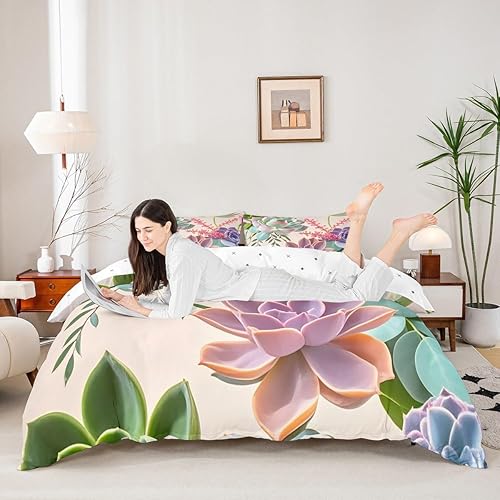 Miniatura 3 de Erosebridal juego de ropa de cama para adolescentes, diseño de flores exóticas, tamaño queen para niños, niños, niñas, ramas de hojas florales,