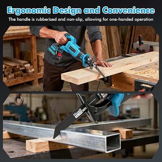 Reciprocating Saw, Enhanced 3500 SPM Low Noise Brushless Motor, High-Performance 2 * 21V 4.0 Ah Batteries Extended Standby, 8 pcs Versatile Alloy Steel Blade Set Easily Cut Through Wood, Metal