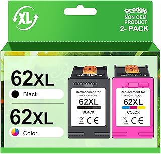 Prodoki 62 XL Ink Cartridge Replacement for HP 62 Black and Colour XL Cartridge for HP 62XL for Envy 5640 5540 7640 5547 5...
