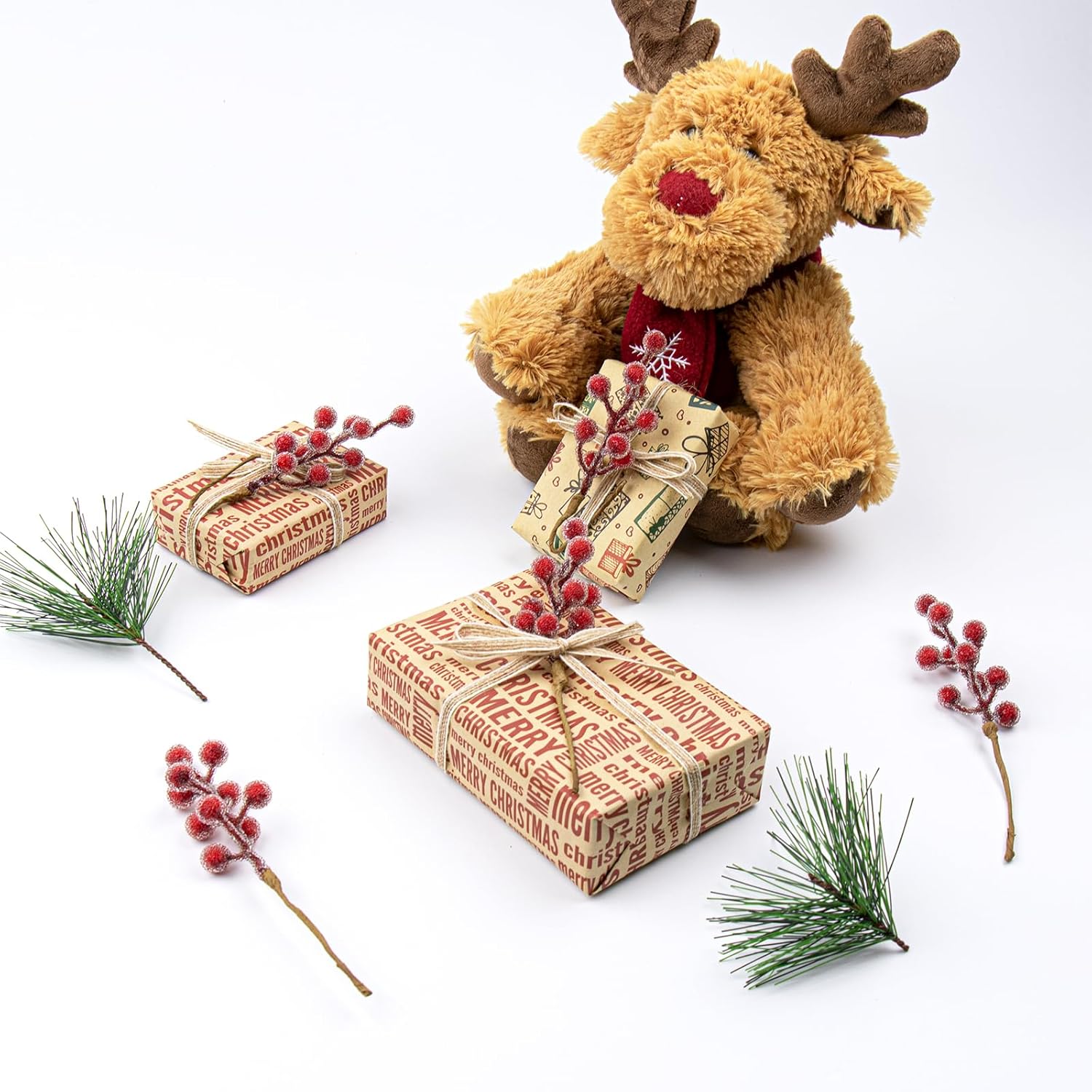 LLZLL 32 Pack Frosted Berry Stems for Christmas Tree 6.5 Inch Christmas Berries Stems Artificial Red Berry Picks for Xmas Holiday Party Centerpieces