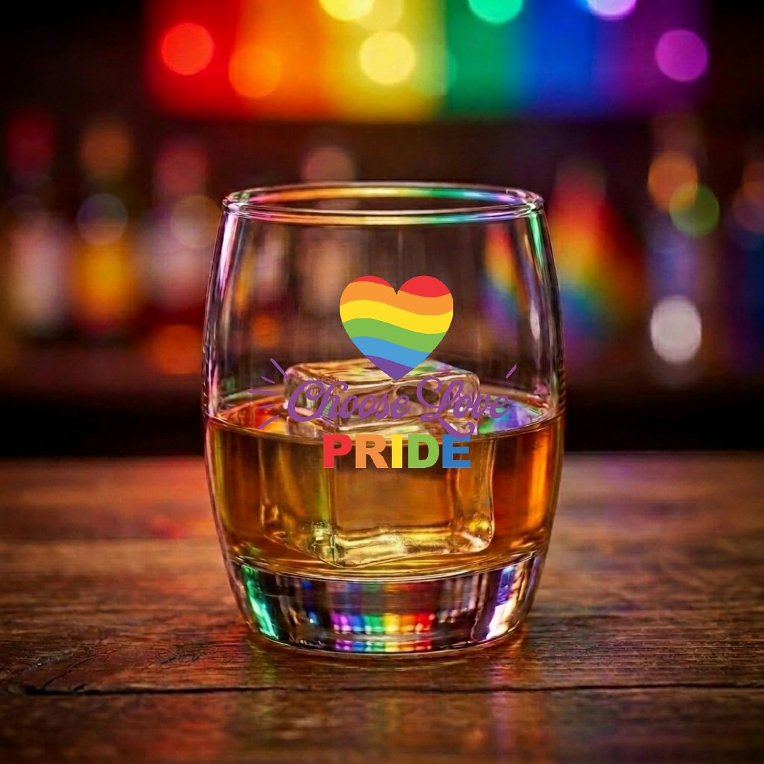 Choose Love Pride 6 oz Whiskey Glass – Rainbow Pride Drinkware Gift