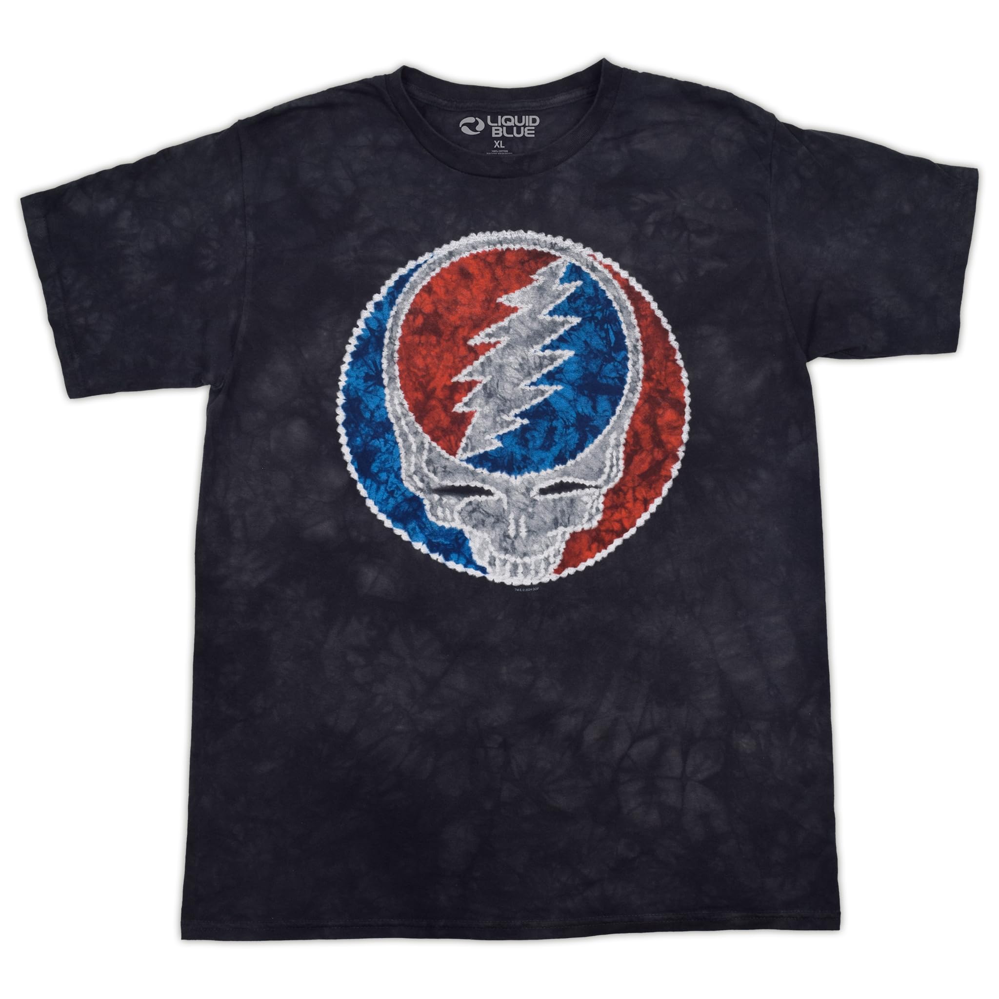 Liquid Blue Tie-Dye Stealie TD Vintage Band Tee – Grateful Dead T-Shirt, Organic Cotton, Psychedelic Concert Shirt for Men