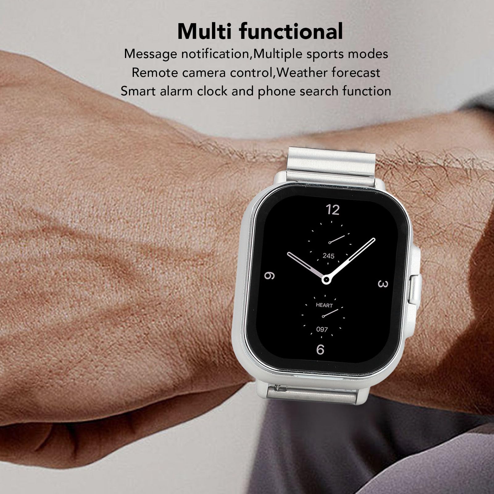 Jectse Montre Intelligente avec écouteurs, Montre de Sport NFC 2 en 1, Montre de Fitness avec écran TFT de 2,01 Pouces, Prend en Charge la Notification de Messagerie, (Coque argentée