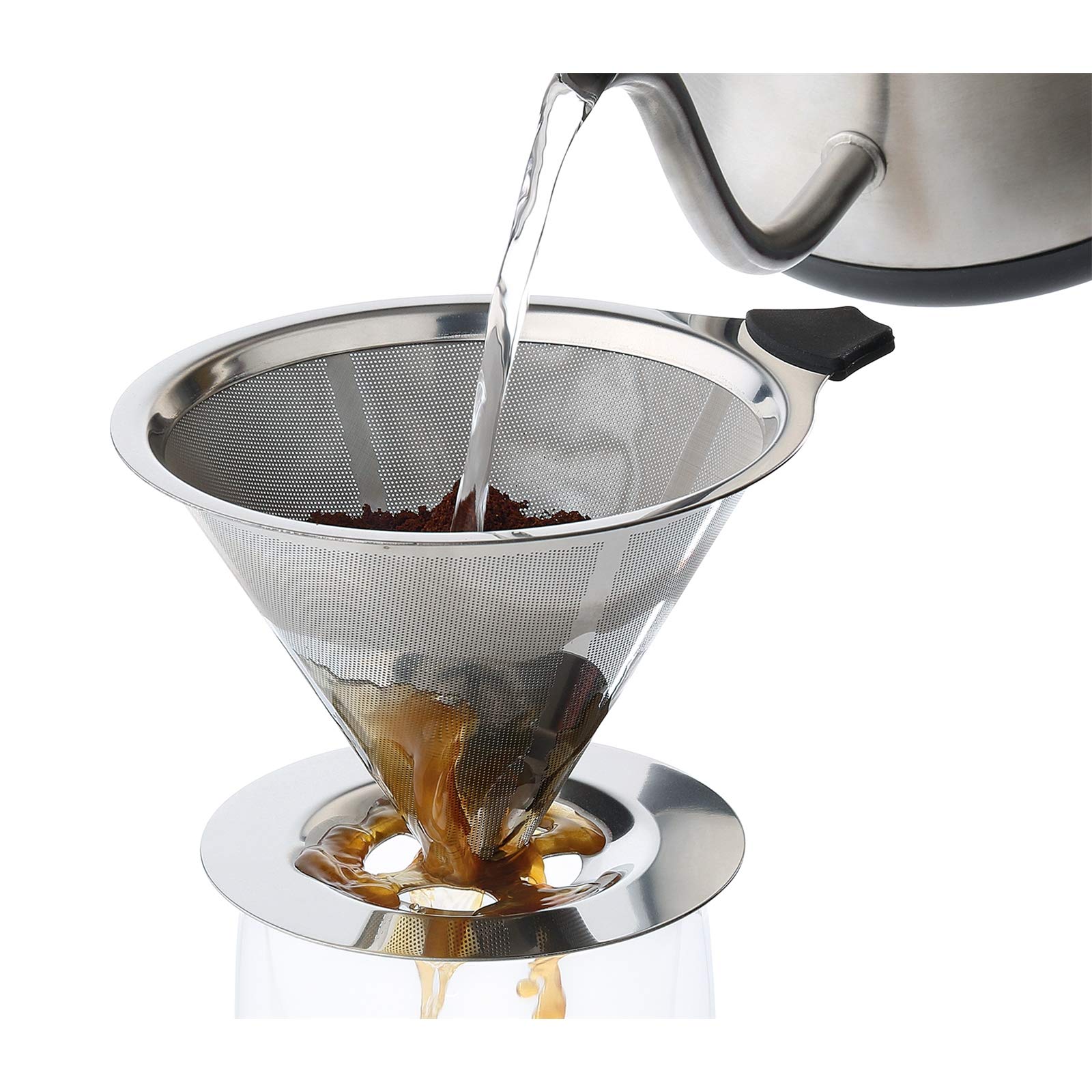 Cilio Dauerfilter für Kaffee mit Standfuß Edelstahl