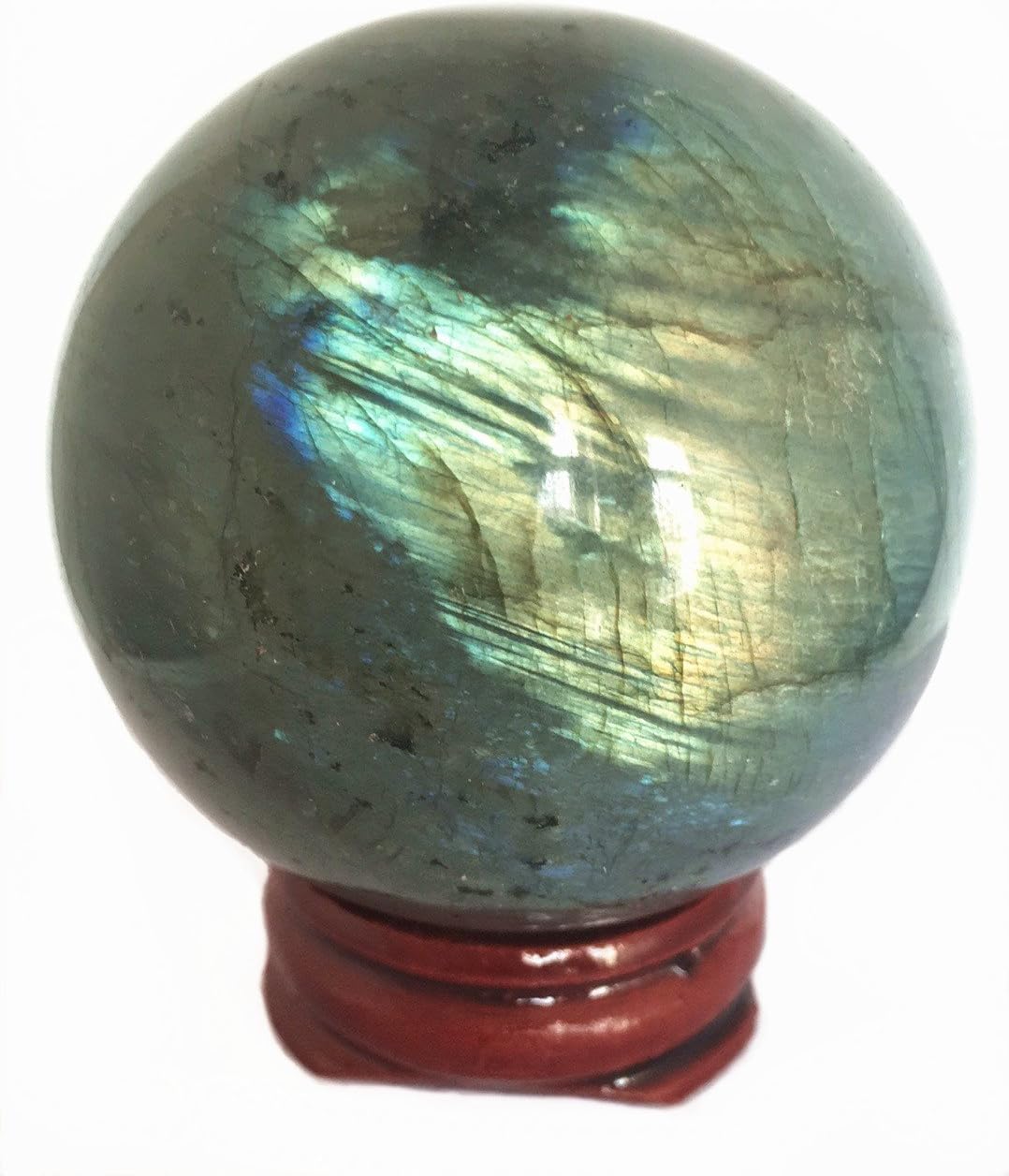 2.2"(55mm) Natural Labradorite Spheres Balls Crystal Stone Balls with Wood Stand