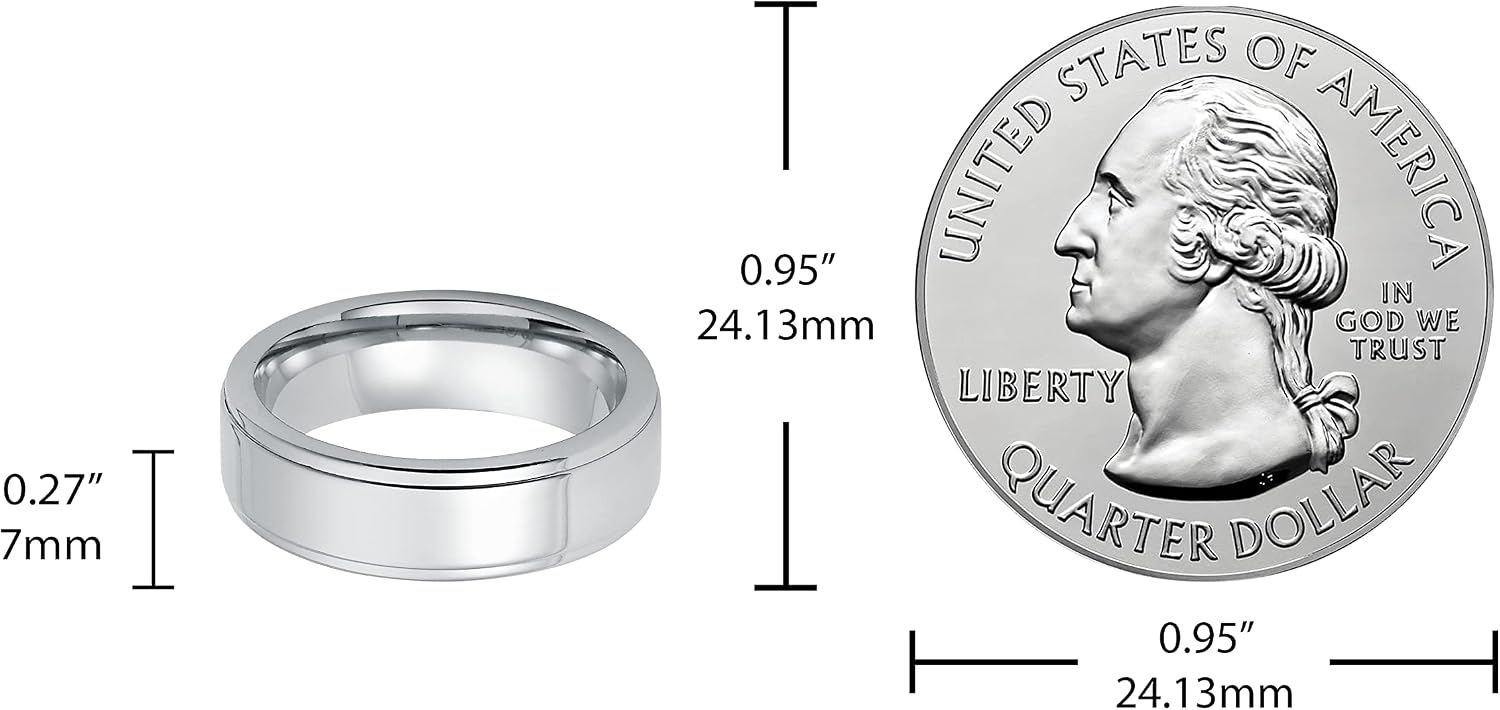 Boston Bay Diamonds Silver Cobalt Chrome Unisex Comfort Fit Mens Wedding Band or Fashion Ring - 6mm & 7mm - Choice of Style