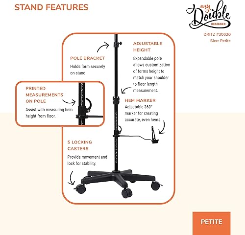Miniatura 8 de Dritz My Double Designer - Vestido ajustable para mujer, tallas de 0 a 6 de EE. UU., maniquí de costura con torso de cuerpo fijable, 13 diales y