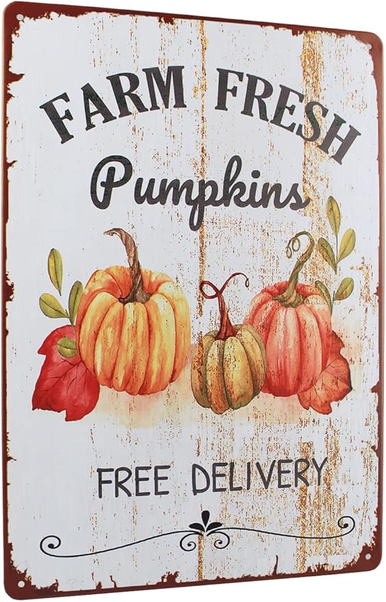 Farm Fresh Pumpkins Retro Vintage Metal Tin Sign Poster