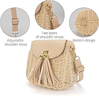 Vista 6 de MAXWISE Bolso de mano tejido de mimbre para mujer, bolso cruzado de ratán hecho a mano para mujer