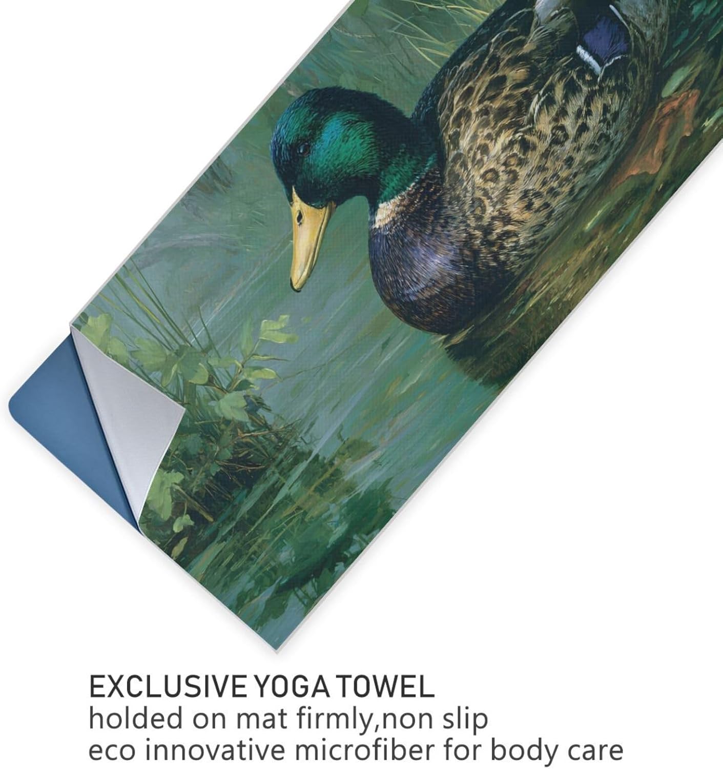 Mallard Swim Hot Yoga Towel – Stylish, Non-Slip, Grip Dots, Super Absorbent, 27" x 73" - Yoga Mat Towels for Exercise, Fitness