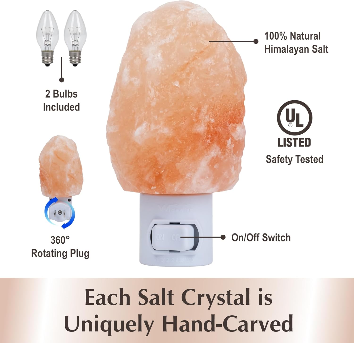 GAYA Himalayan Salt Lamp Relaxation Bundle - Plug-in Night Light + Aromatherapy Salt Lamp with Dimmer | Warm Amber Glow | Sleep, Meditation & Spa Gift Set