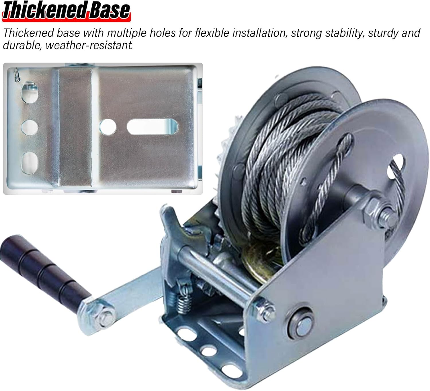 3000lbs Hand Winch Heavy Duty Boat Trailer Winch with 25m Strap - 2 Speed Ratchet Winch for Marine Truck ATV，Multiple Specifications