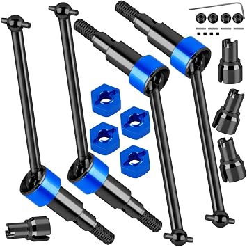 Steel Drive Shaft Axles Upgrades Part for 1/18 Granite Grom Mega 380 Brushed 4x4 Monster Truck RTR#ARA2102T1,RC Front Rear Steel DriveShaft CVD w/Hex,Black Navy Blue