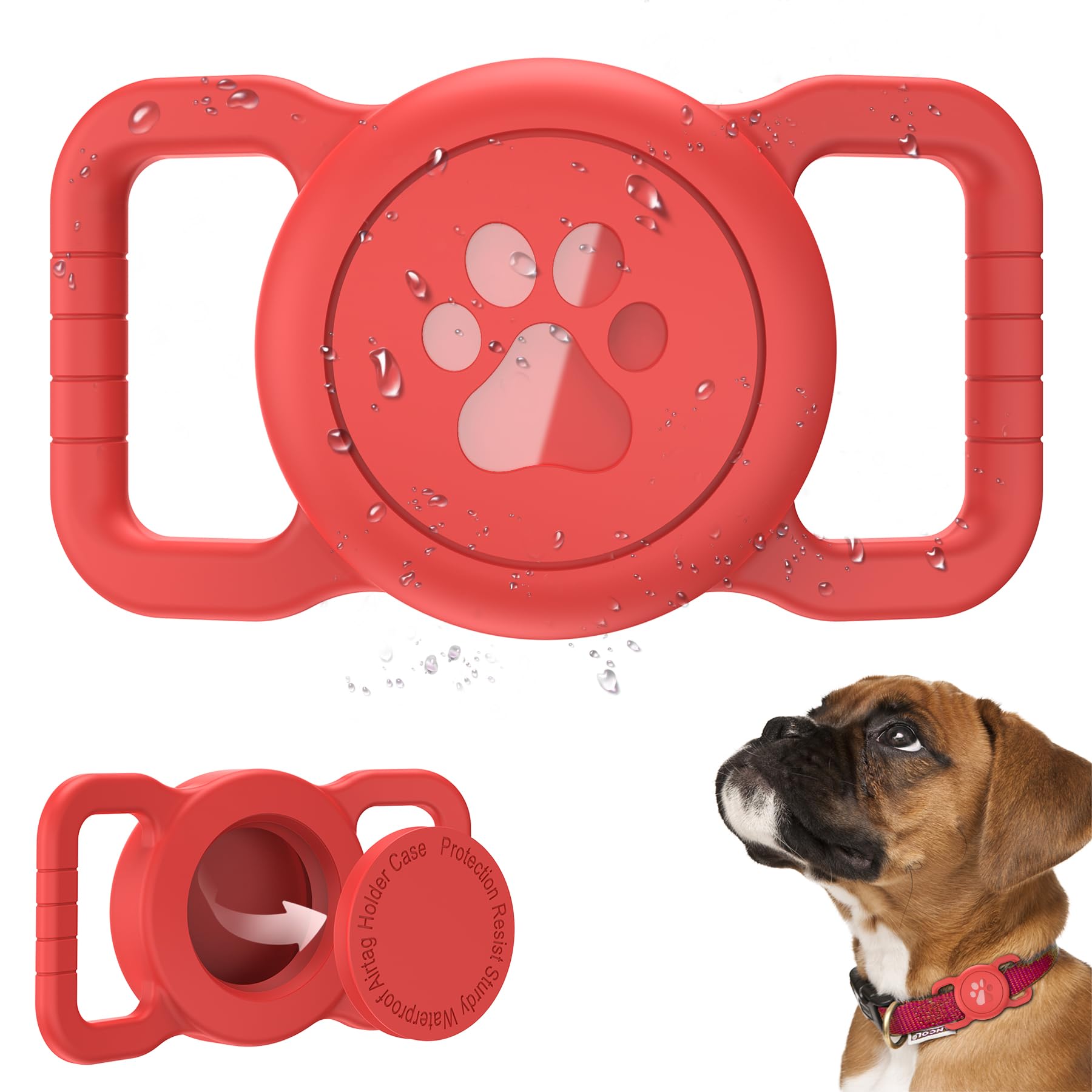 SANKALA Airtag Dog Collar Holder, [1 Pack] Waterproof Dog Airtag Holder, Silicone Full Body Covered Anti-Lost Protective Apple Air Tag Holder for Pet