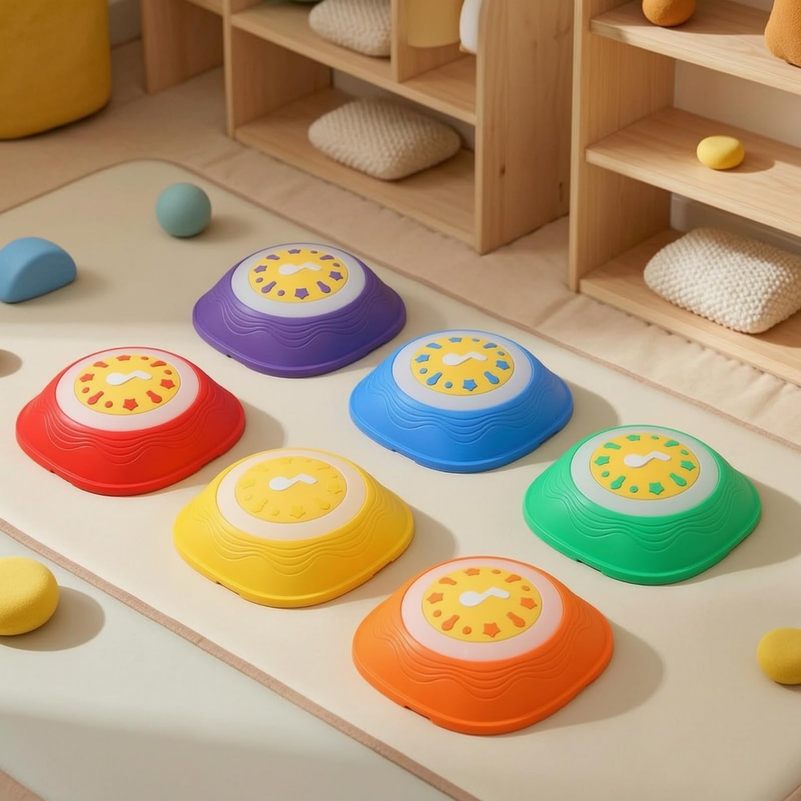kowaku 6 Piezas Piedra Equilibrio con Luz y Sonido Interactivo Piedra Equilibrio Apilable Juego para, Casa, Colegio