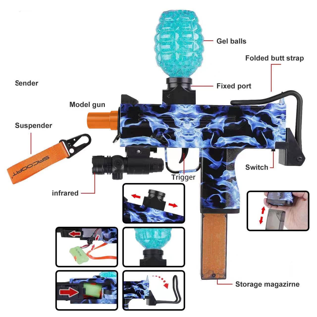 Srcooat Electric Gel Ball Blaster with 20000 Water Gel Balls High