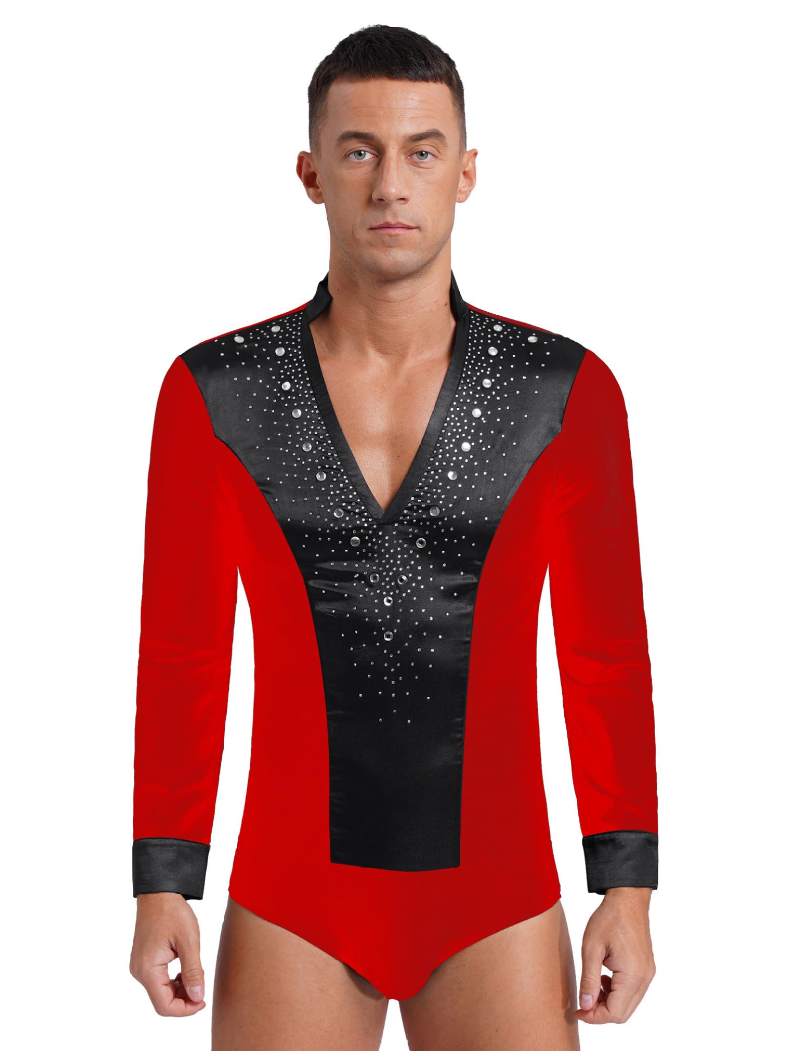 Disfraz de baile latino estándar para hombre, camisa y pantalón, con estrás, pantalones de competición, actuación moderna, dancewear