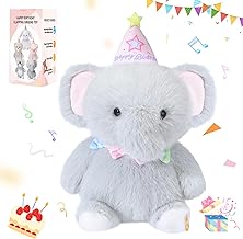 seOSTO Birthday Elephant Plush Toy, Musical Plush Dancing and Singing When Listening to Spanking, Toy with Record and Play Voice Function, Interactive Gift for Boys and Girls