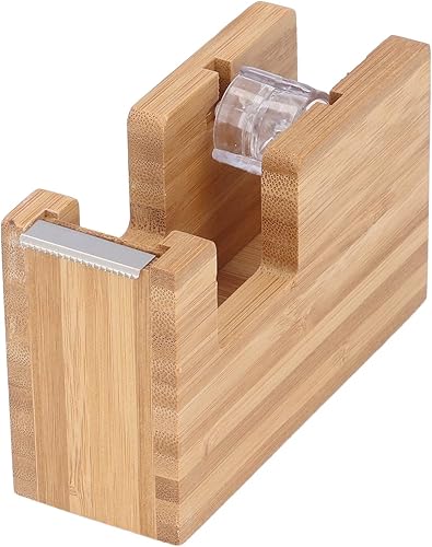 Fydun Desktop Tape Holder Bamboo Tape Cutter Stand Adhesive Roll Base Stationery Tools Wide Range of Uses