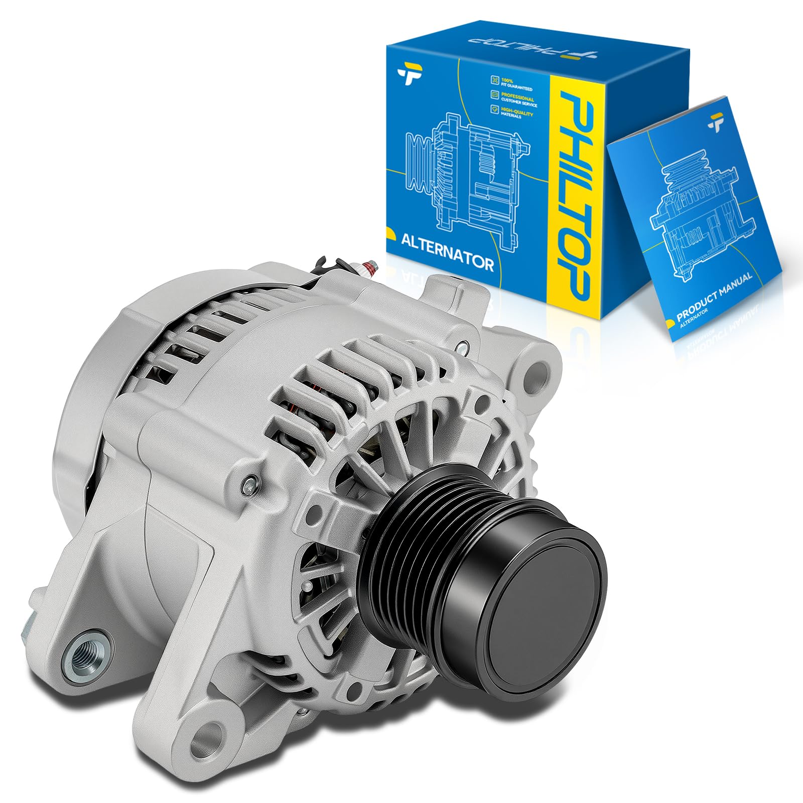 PHILTOP Alternator Compatible with Toyota Tacoma 2007-2016 2.7L High Amp Alternators Replace 11354N 12V 80Amp CW SD7 7-Groove Pulley
