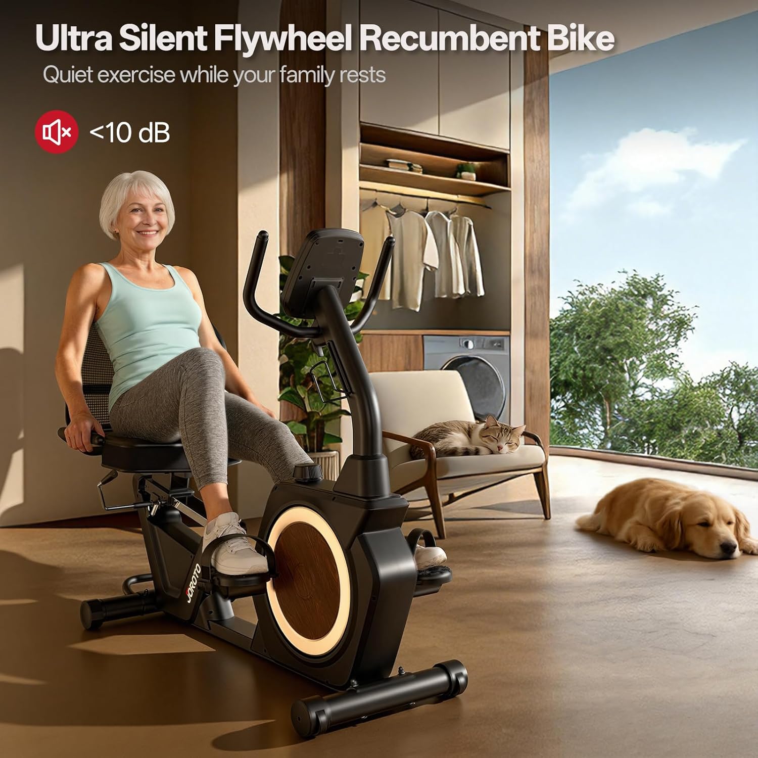 JOROTO Recumbent Exercise Bike for Home, Magnetic Recumbent Bike for Seniors Adults, 400LBS Capacity, Wide Cushioned Seat & Back with Smart APP, Backlit LCD Monitor, Heart Rate Handle - Image 11