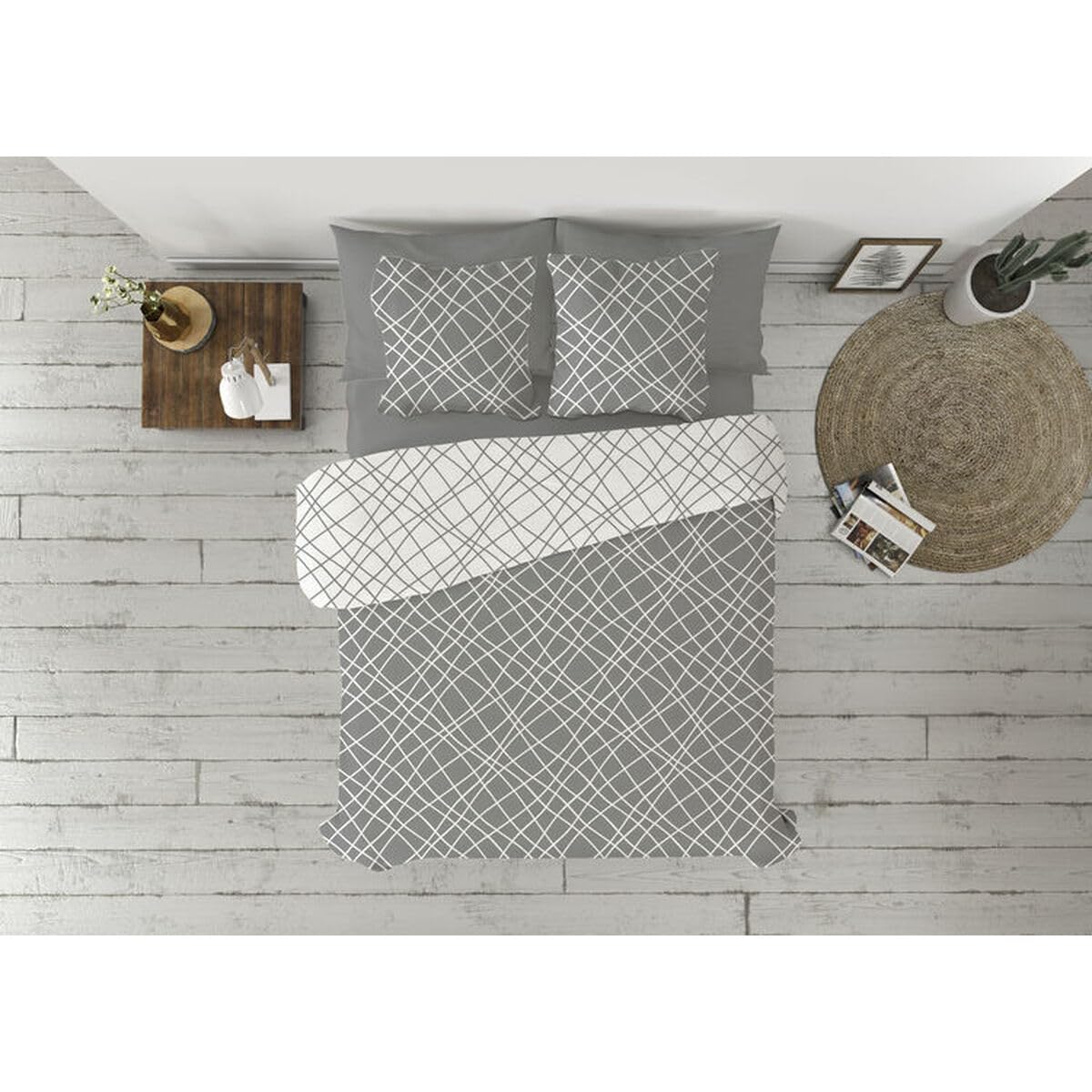 Pierre Cardin Cruce Grey Duvet Cover Set for 90 Bed 3 Pieces