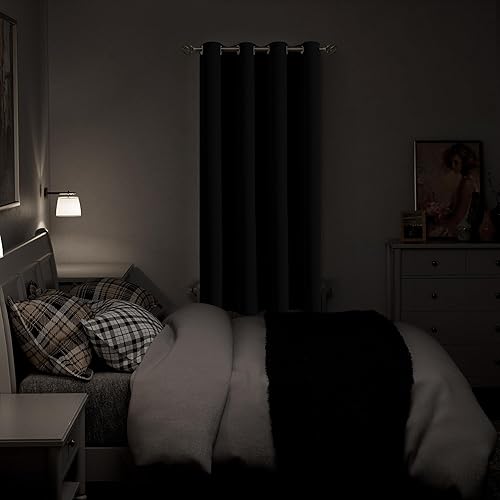 Miniatura 2 de BGment Cortina opaca negra de 63 pulgadas de largo, aislamiento térmico para oscurecer la habitación, cortina individual para sala de