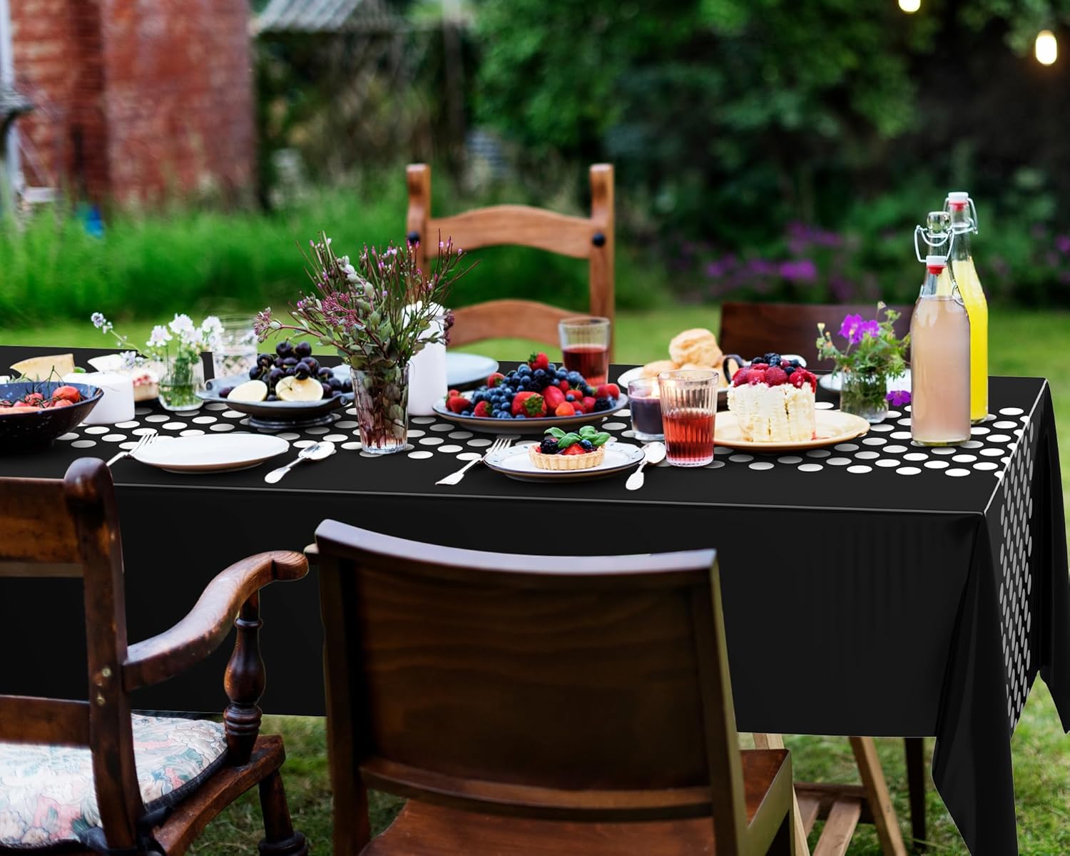 Irenare 3 Pcs Mouse Theme Birthday Party Supplies Decoration Christmas Mouse Tablecloth Plastic Table Cover Polka Dot Tablecloth Lady Bug Party Decor, 54 x 108 Inch(Black, Black, White)