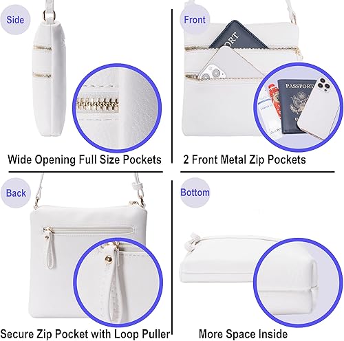 Miniatura 7 de Solene Bolso cruzado pequeño con múltiples bolsillos con cremallera y correa ajustable, bolso de viaje ligero, bolsa de mensajero pequeña para uso