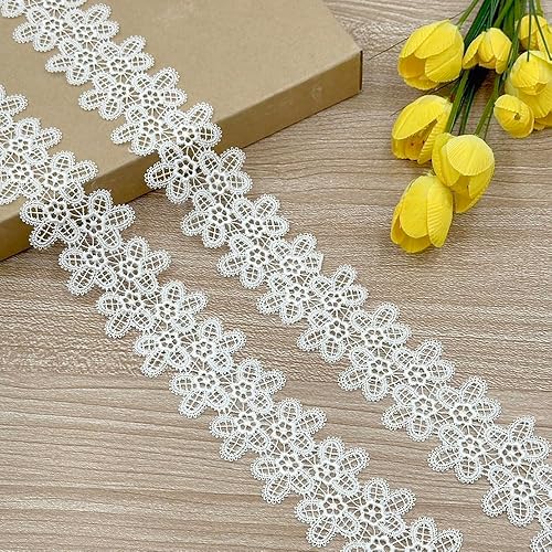 Designer's Shop VL 6645 - Borde de encaje blanco de Venecia para coser, manualidades, (todo floral) VL 6645, 1-34 pulgadas x 5 yardas, decoración