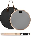 12 Inches Drum Pad and 5A Drum Sticks, Double Sided Snare Drum Practice Pad for Drummers, Silent Practice Drum Pad with Storage Bag - Gray