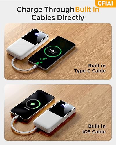 Miniatura 4 de Cargador portátil con batería de 15000 mAh, cargador de teléfono portátil con cables integrados de 22.5 W, cargador de batería de carga rápida