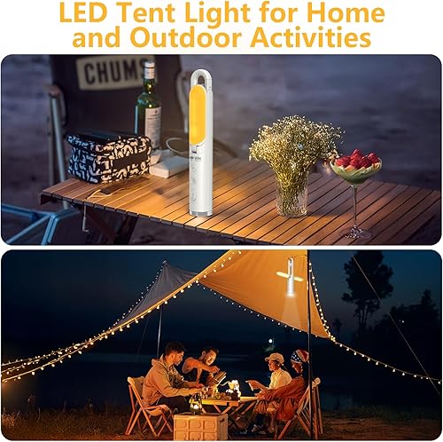 Miniatura 7 de Linterna LED para campamento, luz de emergencia recargable para cortes de energía, linterna portátil al aire libre, 9 modos, lámpara colgante ligera