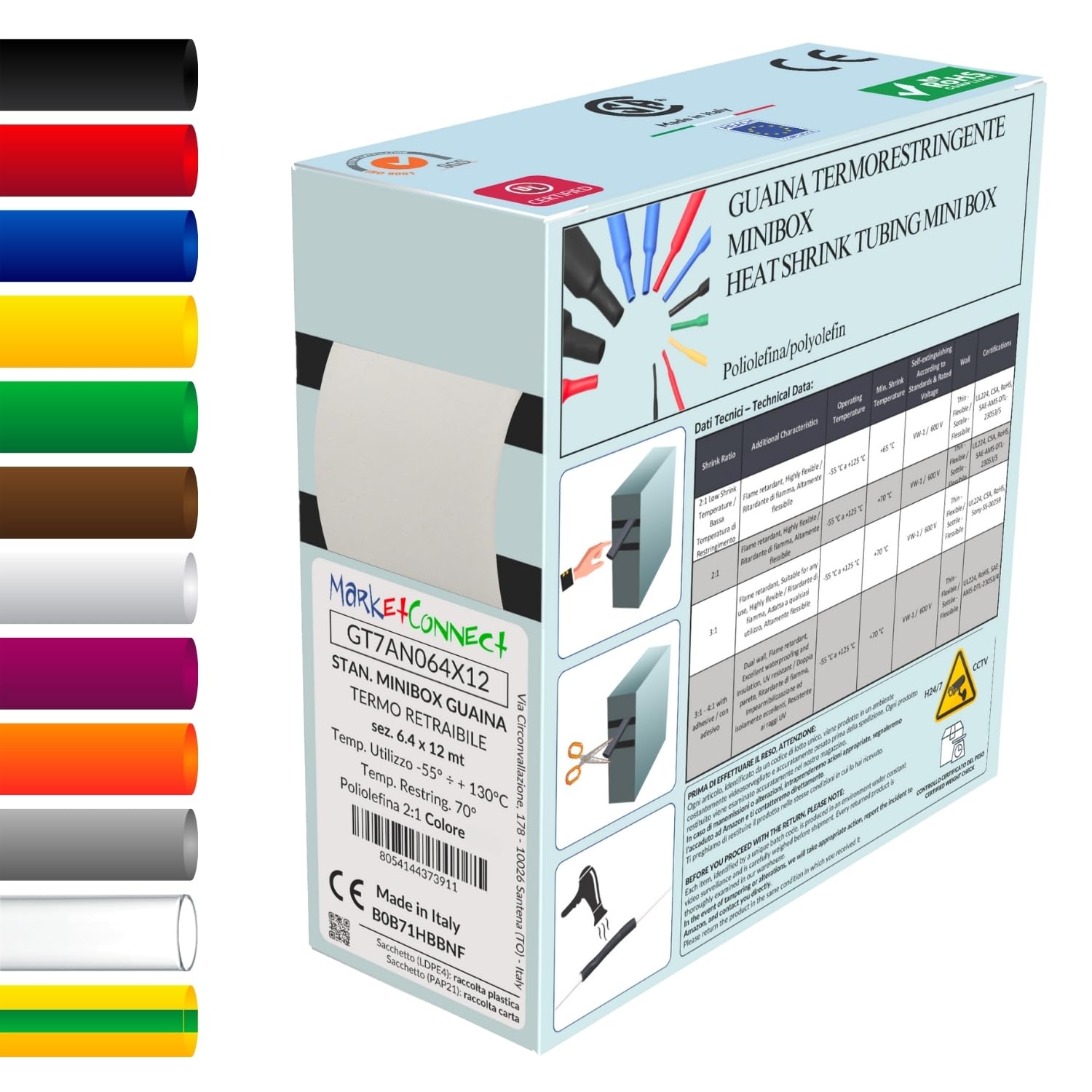 Guaina Termorestringente Ø 25,4 mm, L 4mt • BIANCO • MINIBOX 2:1 STANDARD