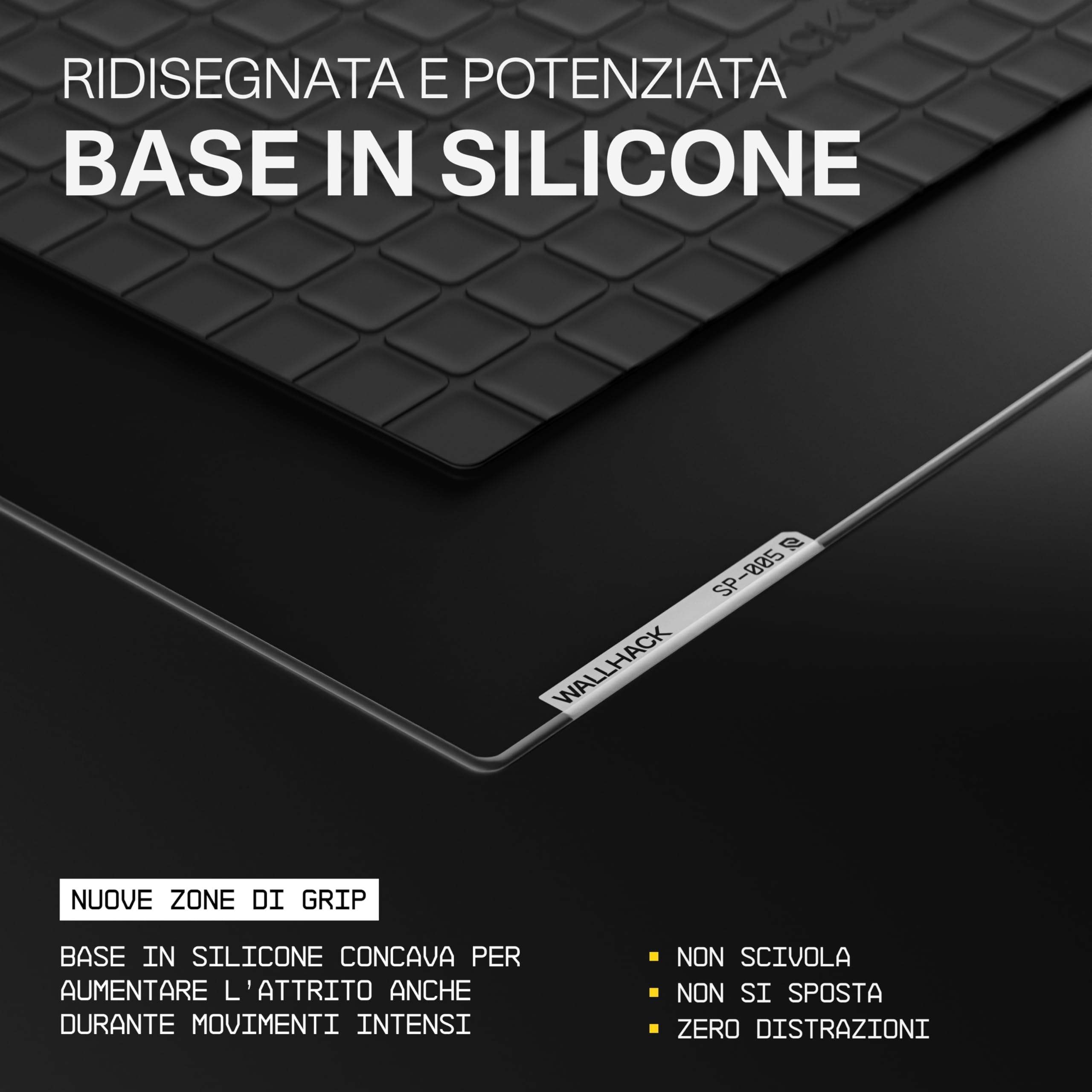 Wallhack SP-005 Tappetino da Gaming in Vetro – Superficie Veloce, Grande Mousepad Esport, Scorrimento Fluido a Bassa Frizione, Vetro Temperato, Ergonomico e Sottile, Durevole e con Custodia | Nero