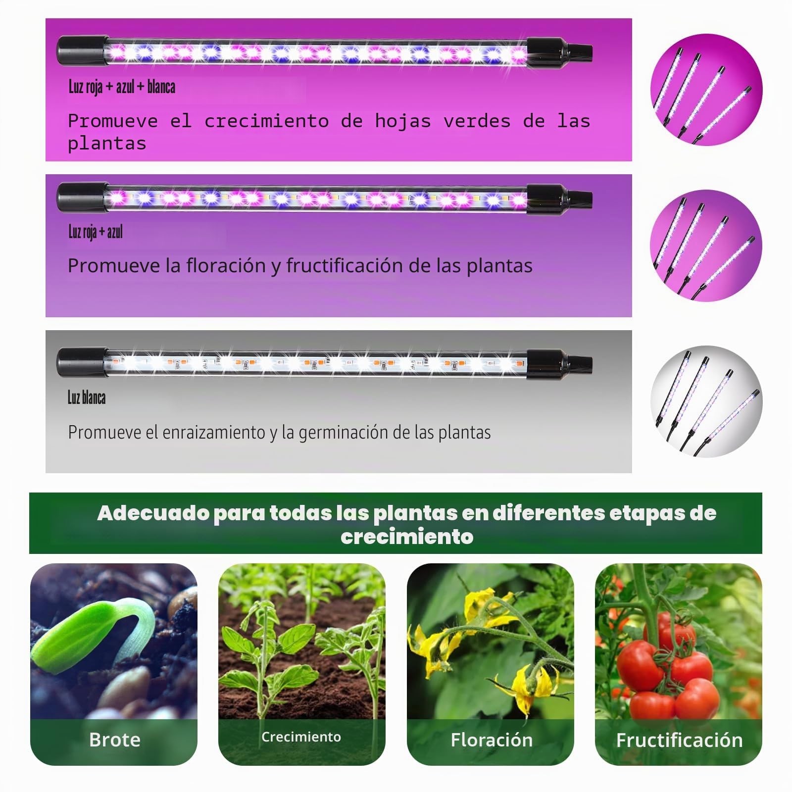 Railee Lámpara de Plantas 120 LEDs Luz de Crecimiento de Espectro Completo Lámpara de Cultivo Luz para Plantas con Temporizador 3 Modos de Color y 10 Niveles Regulables