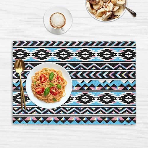 Miniatura 6 de Interesting Aztec Texture Placemats Set of 4 Table Mats Washable Placemat Waterproof Place Mats for Party Home Dining Table Decor 18x12 in
