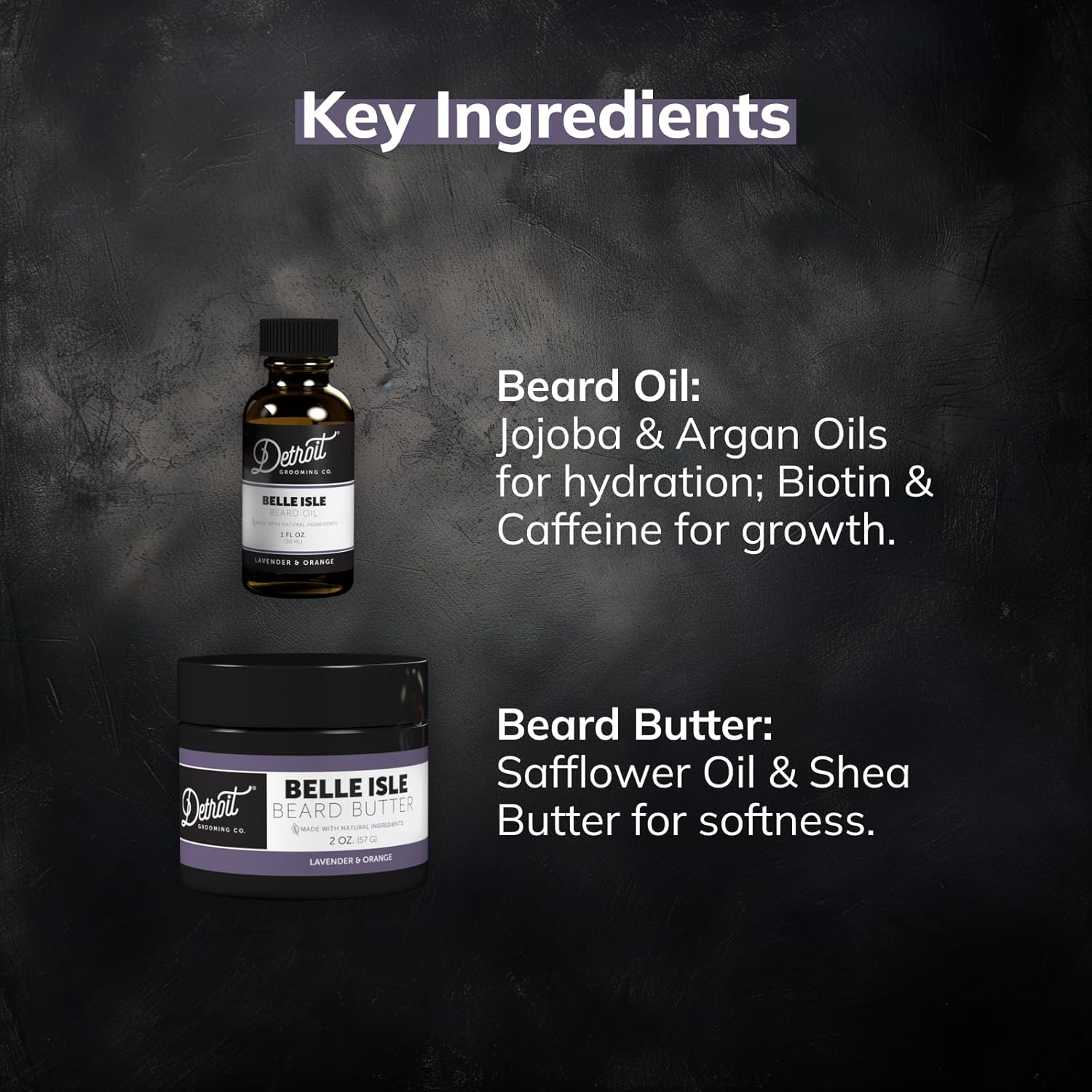 Detroit Grooming Co. Beard Oil & Beard Butter Bundle | Belle Isle (Lavender & Orange) | Lavender & Orange Scent | Beard Hydration Set with Vitamin E & Sunflower Oil