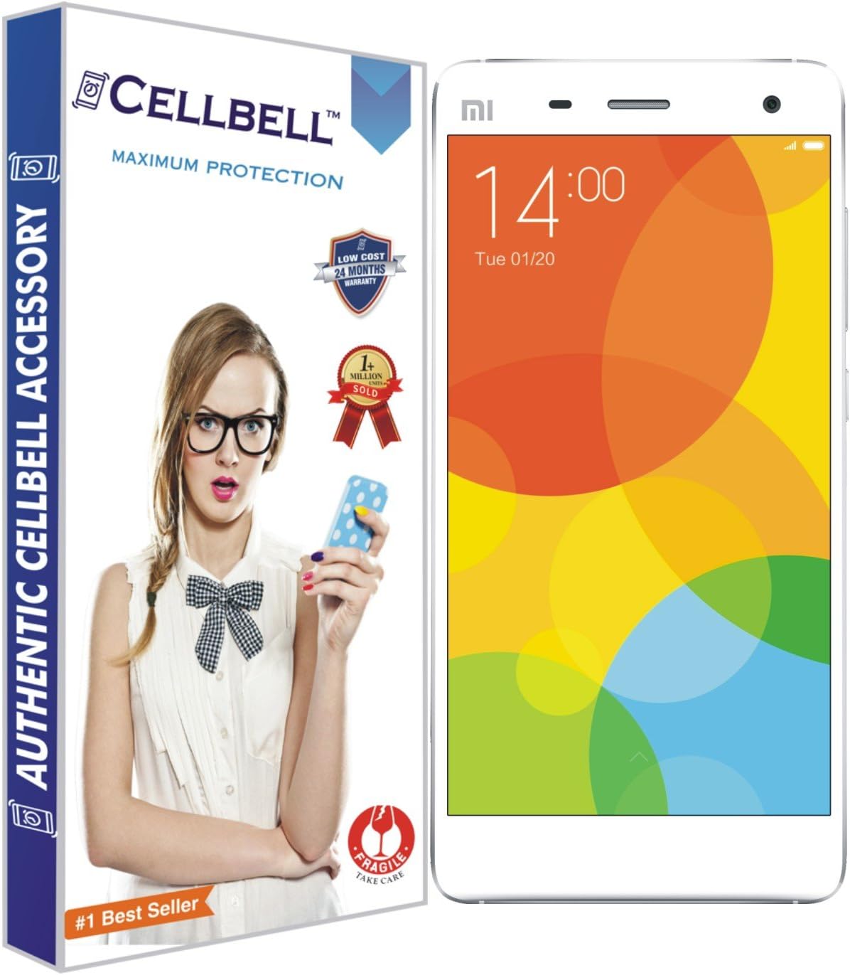 CELLBELL Shatterproof, Glossy-Finish Screen Protector for Xiaomi Mi 4 - Transparent