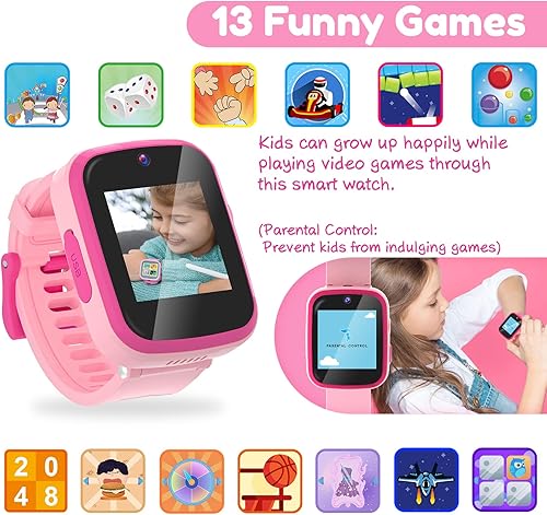 Miniatura 5 de Yehtta Reloj inteligente para niños, juguetes para niñas de 3 a 8 años, reloj HD doble cámara, reloj rosa para niños, regalos de cumpleaños para