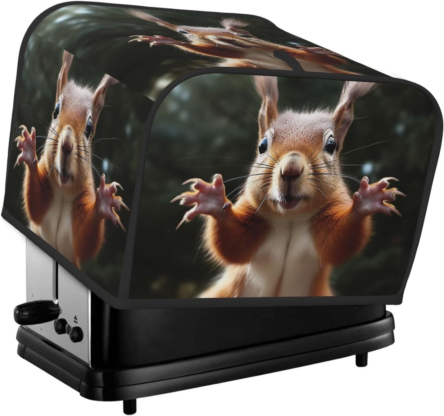 Squirrel Funny Animal 4 Slice Toaster Covers Quilted Bread Maker Cover Small Appliance Cover With Handle For Home Table Kitchen Decor