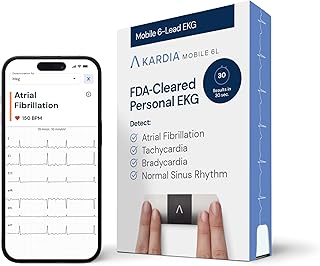 AliveCor Kardiamobile Six-Lead Portable Ecg Device - Fast & Accurate 6 Lead Ecg Machine | Us Fda Cleared & Clinically Validated Device | Record Ecg At Home Safely